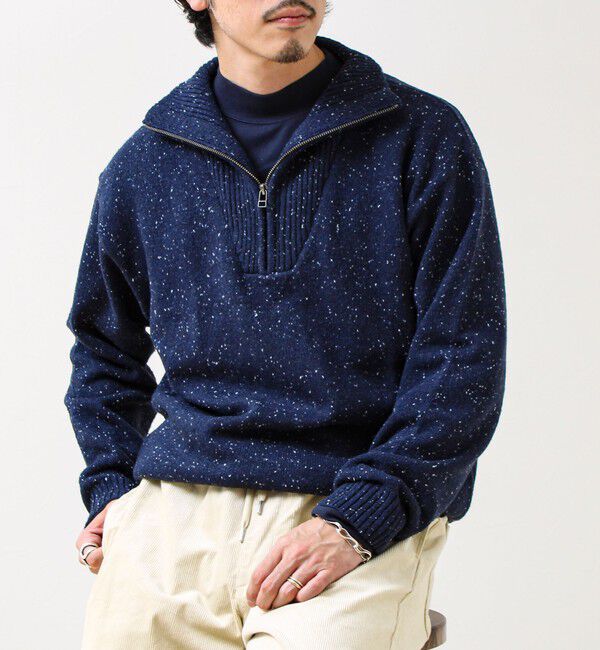 GLOSTER「【冬の大人レイヤードに】ネップハーフジッププルオーバー」|ニット・セーター|