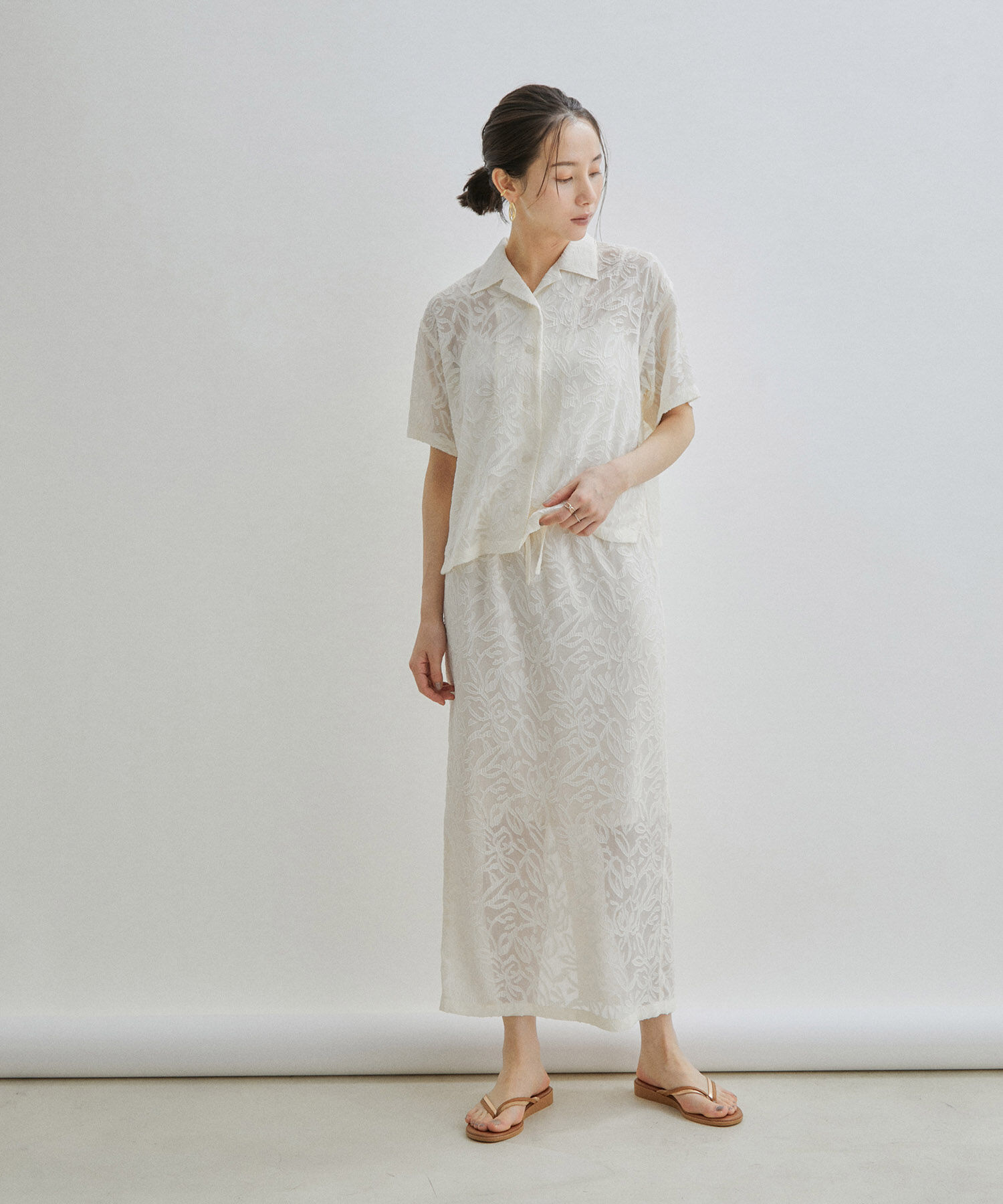 SALON adam et rope'「【セットアップ対応】シアージャガードレースタイトスカート」|スカート|