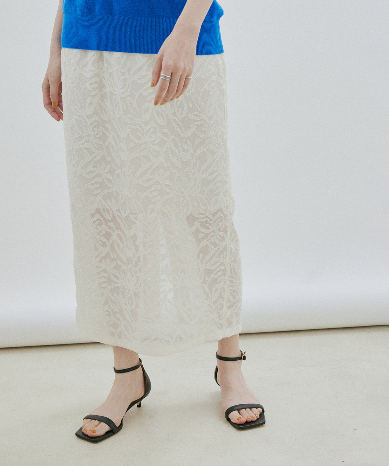 SALON adam et rope'「【セットアップ対応】シアージャガードレースタイトスカート」|スカート|