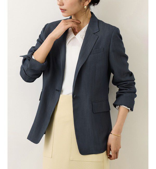 ROPE「ウエストシェイプ ベルテッドシングルジャケット/セットアップ対応」|テーラードジャケット|ネイビー(40)