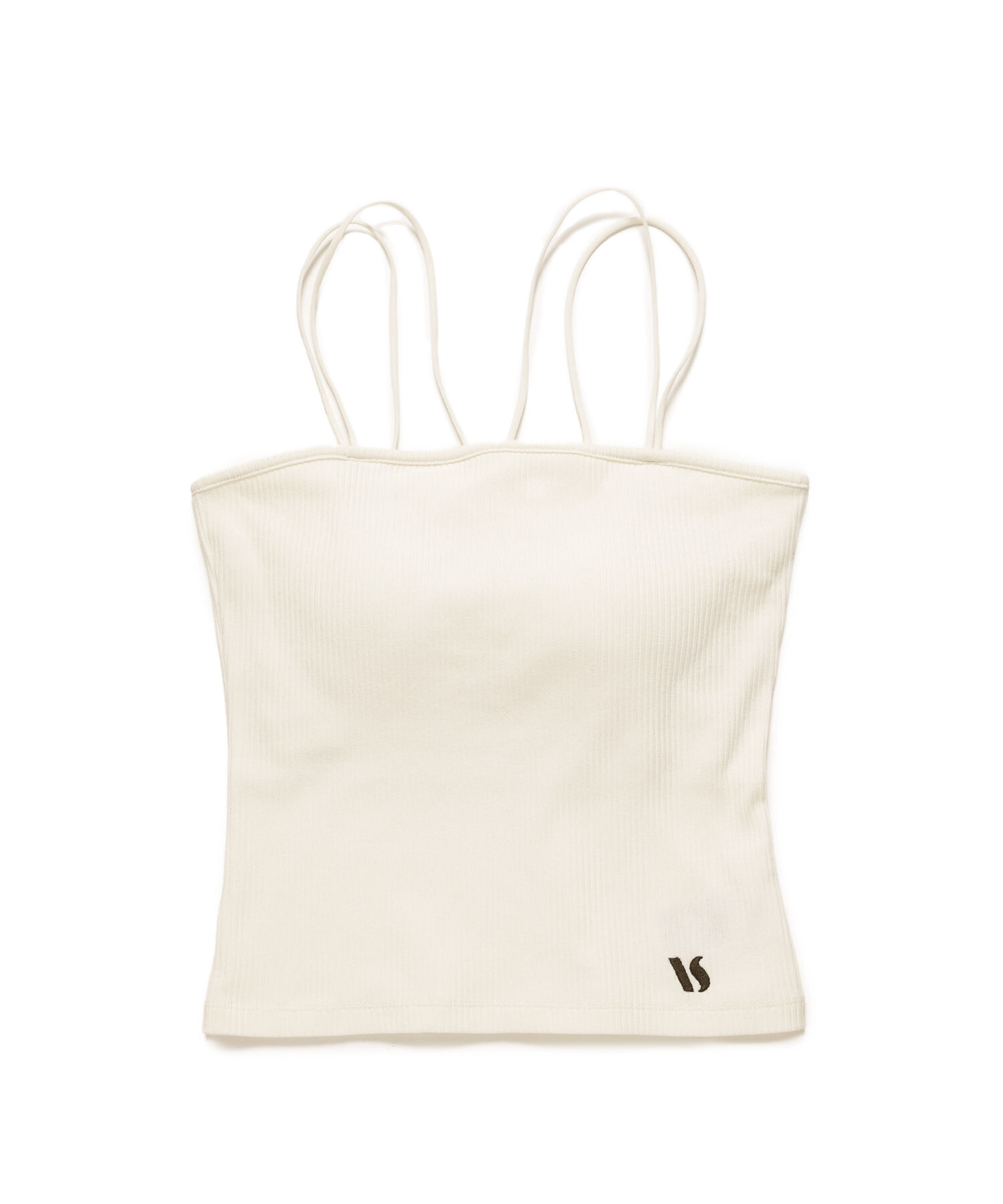 VIS「【選べる着丈】カップ付きロゴ刺繍Wストラップキャミソール【洗える】」|キャミソール|