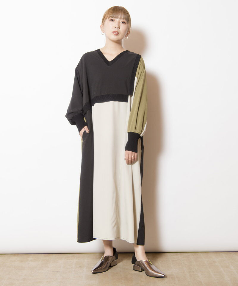  「2WAY配色切替ワンピース」|ワンピース|
