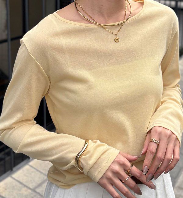  「ベーシックシアーロンT」|Tシャツ・カットソー|イエロー