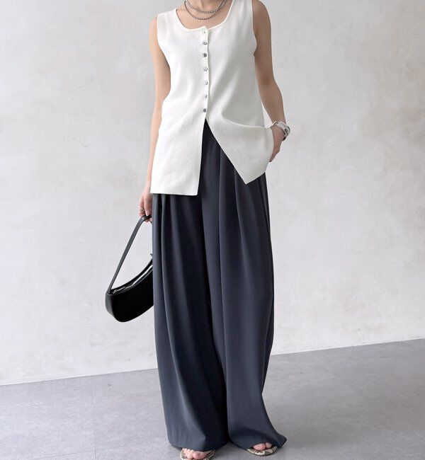  「【累計販売数3万枚突破/21色4サイズ展開！】タックワイドパンツ」|チノ|