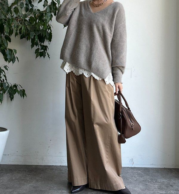  「ファーウール深Vプルオーバー」|ニット・セーター|