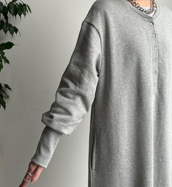  「裏毛裏起毛ヘンリーネックワンピース」|ワンピース|