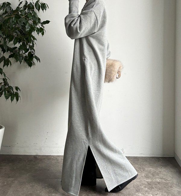  「裏毛裏起毛ヘンリーネックワンピース」|ワンピース|