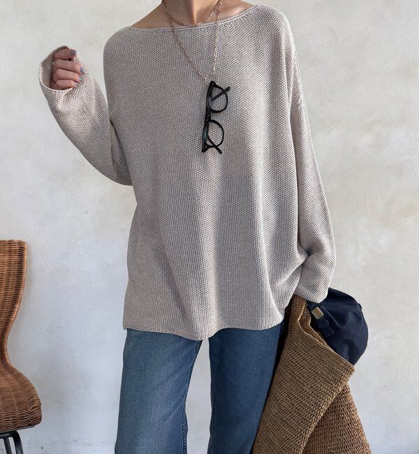  「マーブルヤーン前後2WAYカノコ編みプルオーバー」|ニット・セーター|