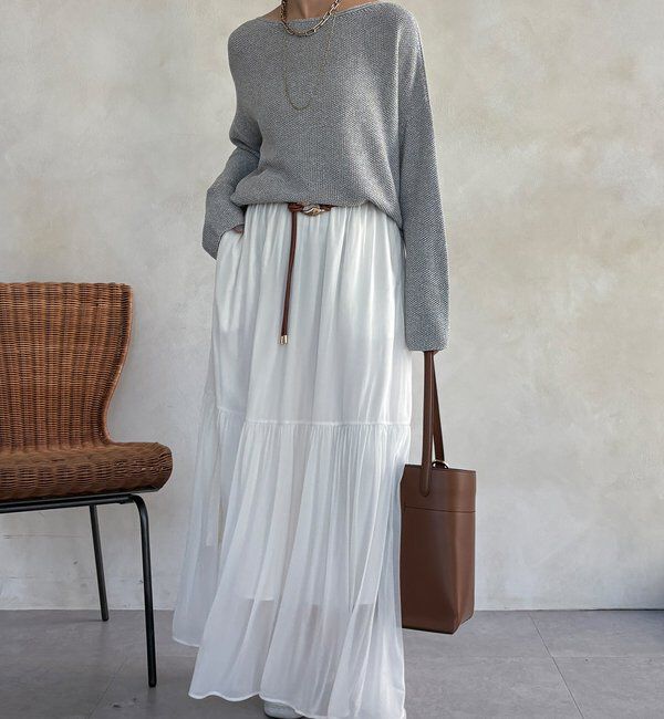  「マーブルヤーン前後2WAYカノコ編みプルオーバー」|ニット・セーター|