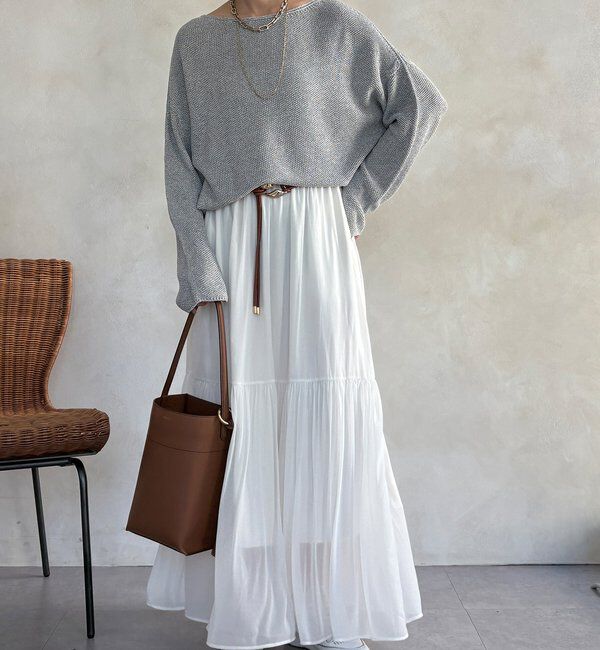  「マーブルヤーン前後2WAYカノコ編みプルオーバー」|ニット・セーター|