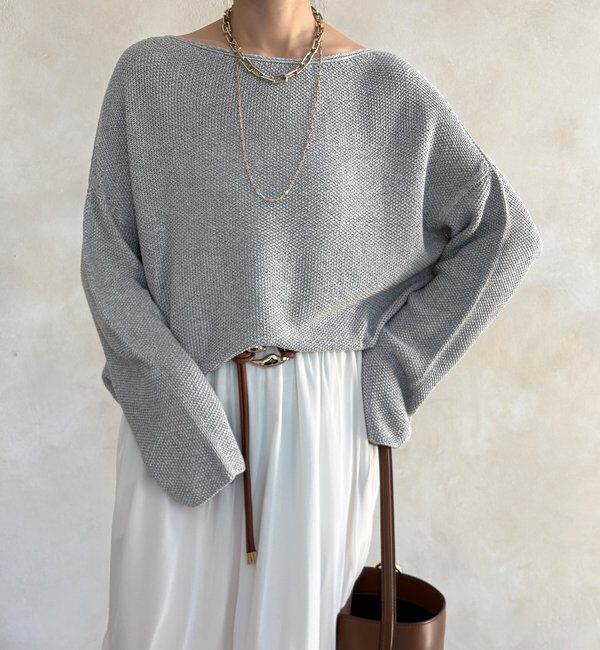  「マーブルヤーン前後2WAYカノコ編みプルオーバー」|ニット・セーター|