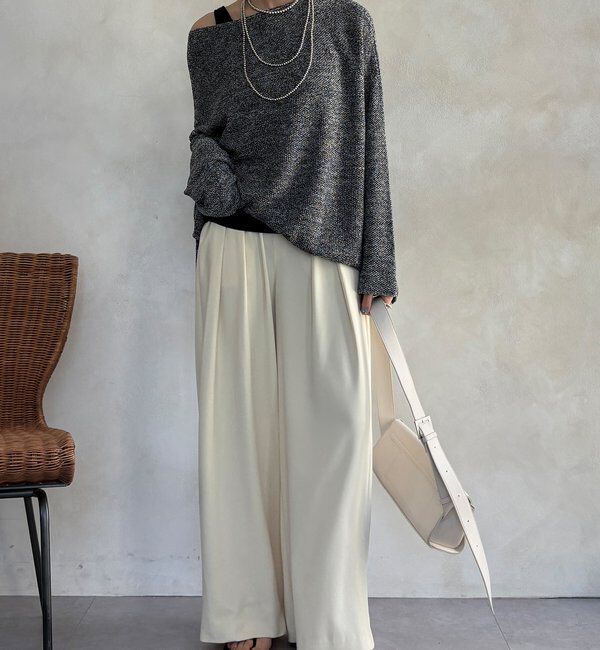  「マーブルヤーン前後2WAYカノコ編みプルオーバー」|ニット・セーター|