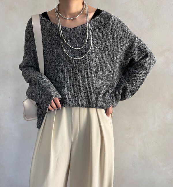  「マーブルヤーン前後2WAYカノコ編みプルオーバー」|ニット・セーター|