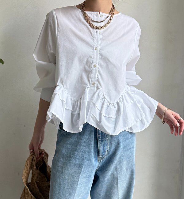  「袖リブペプラムフリルブラウス」|シャツ・ブラウス|