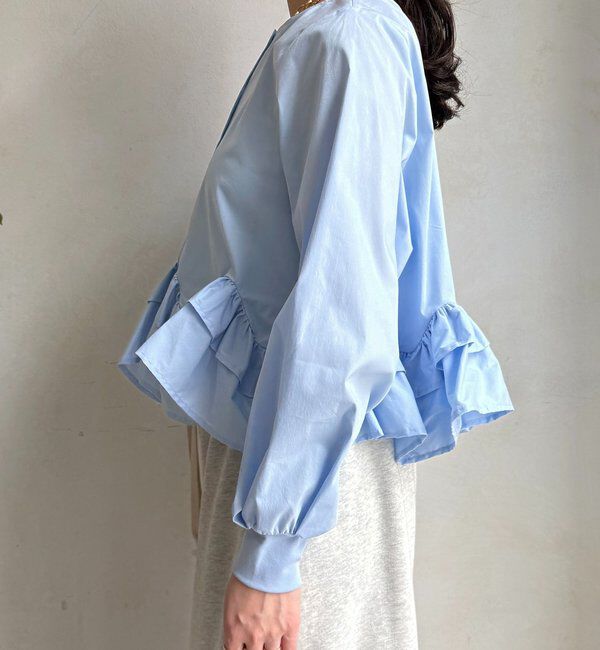  「袖リブペプラムフリルブラウス」|シャツ・ブラウス|