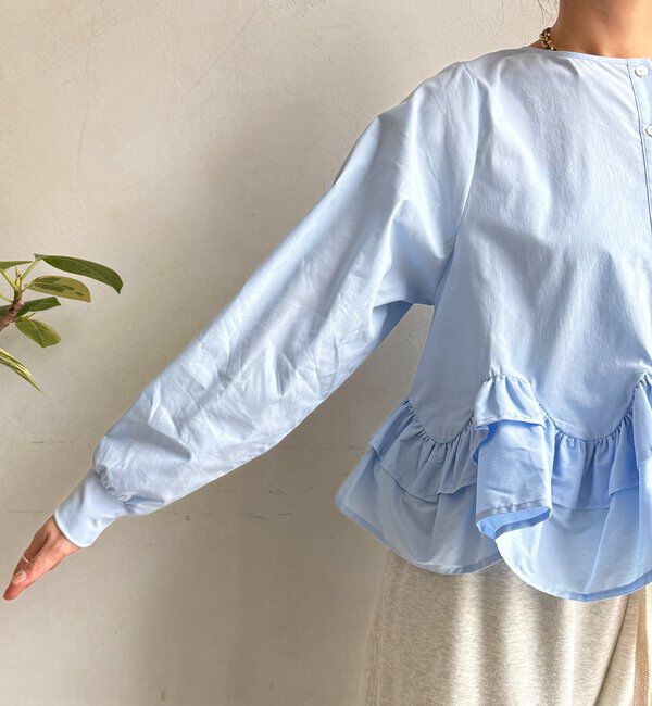 「袖リブペプラムフリルブラウス」|シャツ・ブラウス|