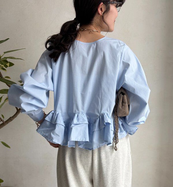  「袖リブペプラムフリルブラウス」|シャツ・ブラウス|