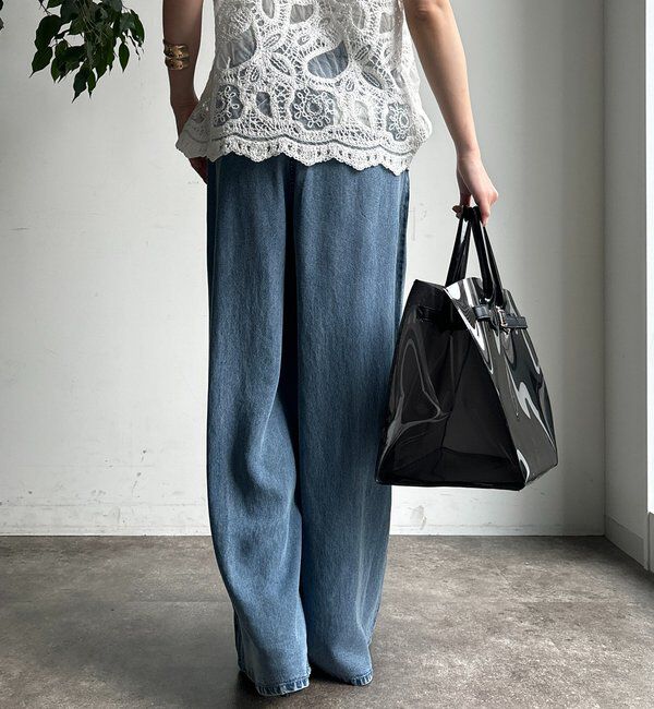  「ベルト付リヨセルデニムパンツ」|デニム|