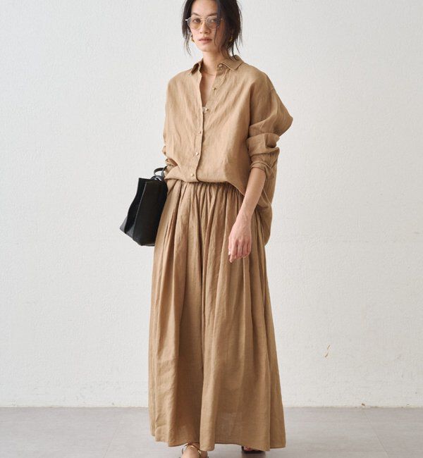  「リネンタックギャザースカート」|スカート|