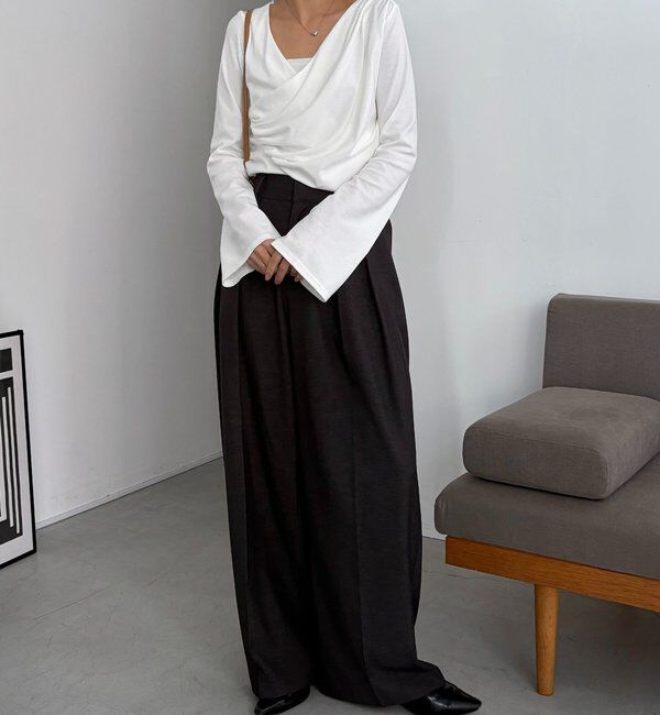  「ドレープアシメネックTシャツ」|Tシャツ・カットソー|