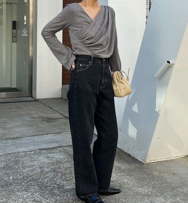  「ドレープアシメネックTシャツ」|Tシャツ・カットソー|