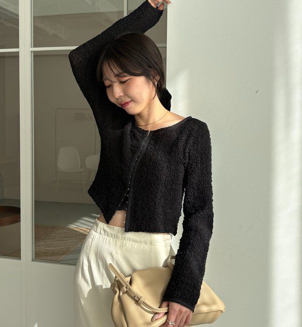  「【mana企画】シャーリングホックブラウス」|シャツ・ブラウス|ブラック