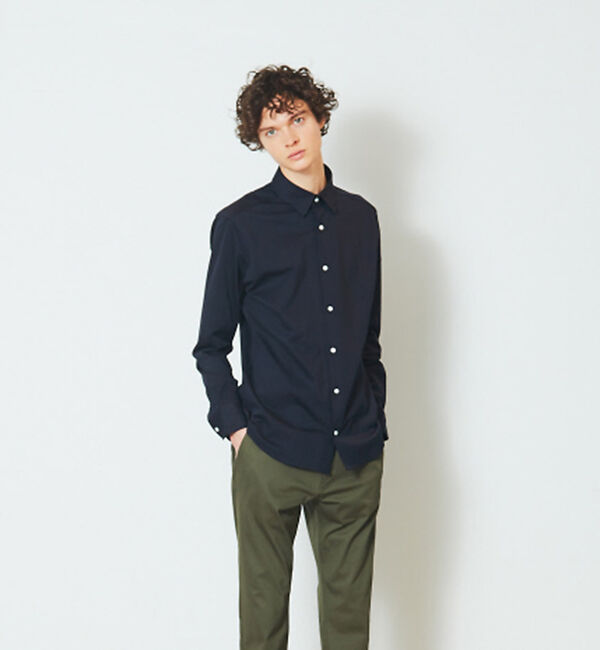 ABAHOUSE「【FLEX SHIRTS】36ゲージ コンパクトシルキー ギンガムチェックシャツ」|シャツ・ブラウス|ダークネイビー