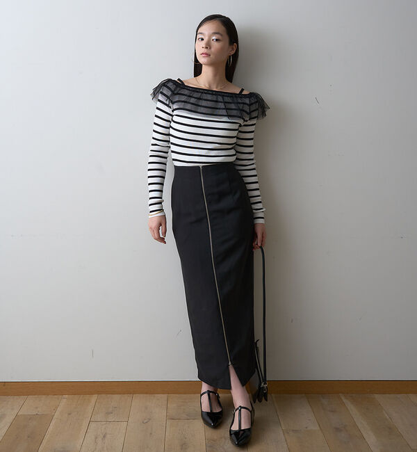 Rouge vif「【一部店舗限定】フロントZIPストレッチハイウエストスカート」|スカート|