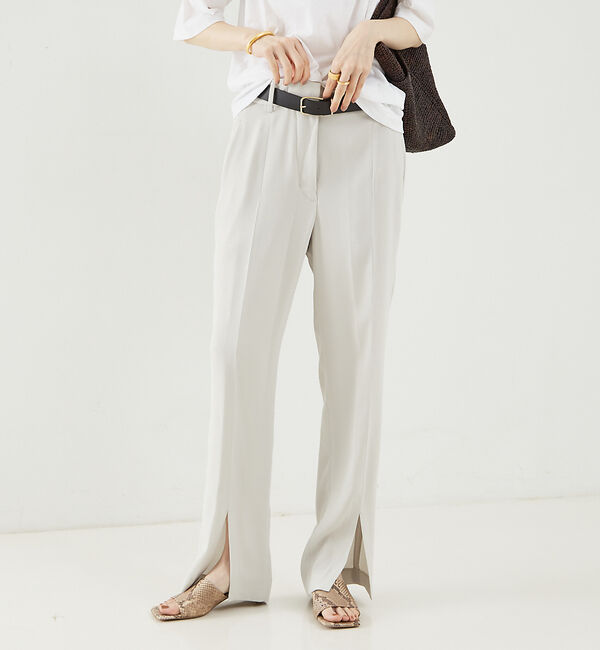 The Store by C' 「【COCUCA】フロント スリットパンツ」|スラックス|グレージュ