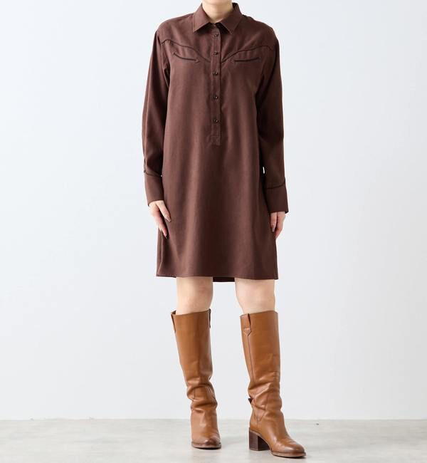 A_「【A_/エース】スウェード調ワンピース」|ワンピース|ブラウン