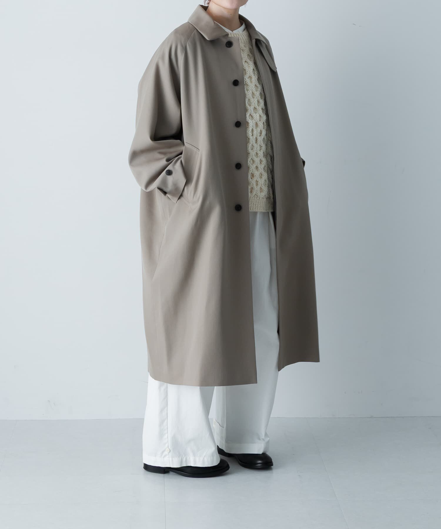 かぐれ「ウーステッドウールコート」|ノーカラーコート|グレー系その他