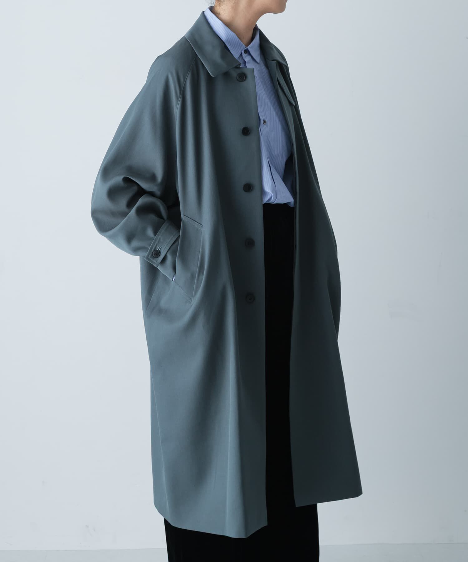 かぐれ「ウーステッドウールコート」|ノーカラーコート|