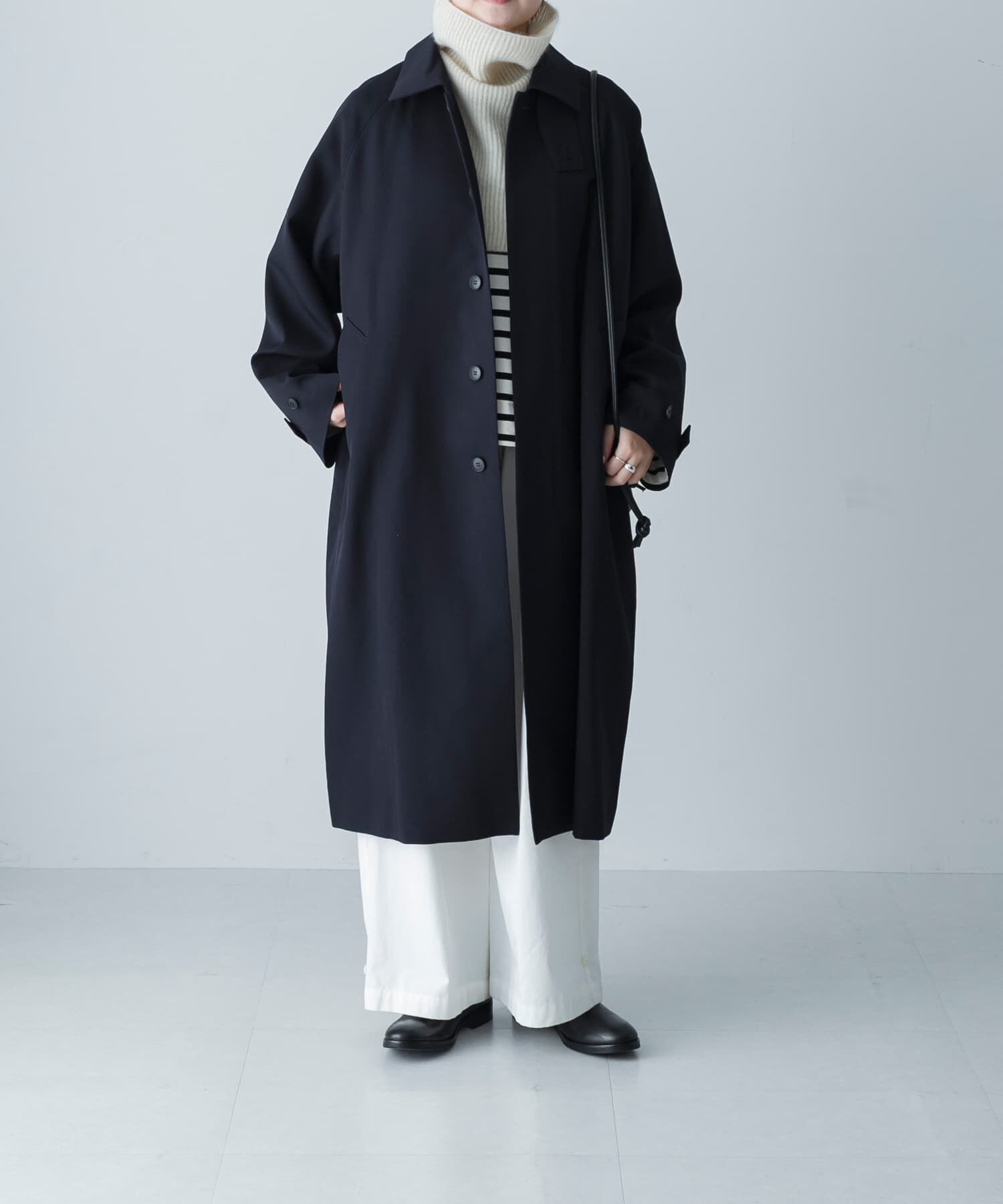 かぐれ「ウーステッドウールコート」|ノーカラーコート|