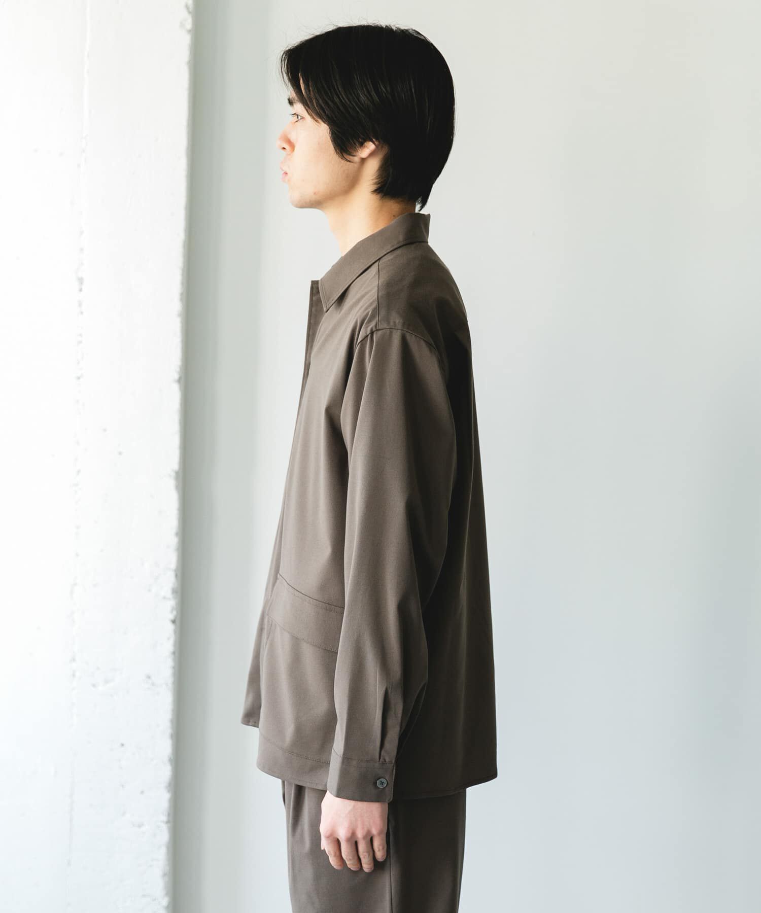 URBAN RESEARCH DOORS「ウールライクシャツジャケット」|ノーカラーコート|