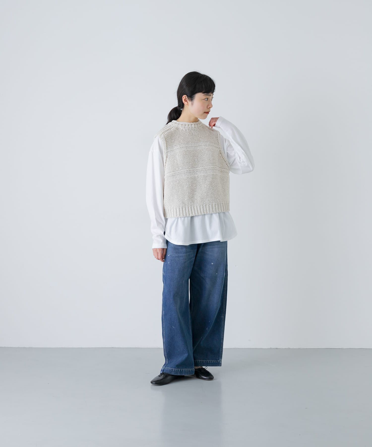 かぐれ「2WAY綿麻ニットベスト」|ベスト・ジレ|