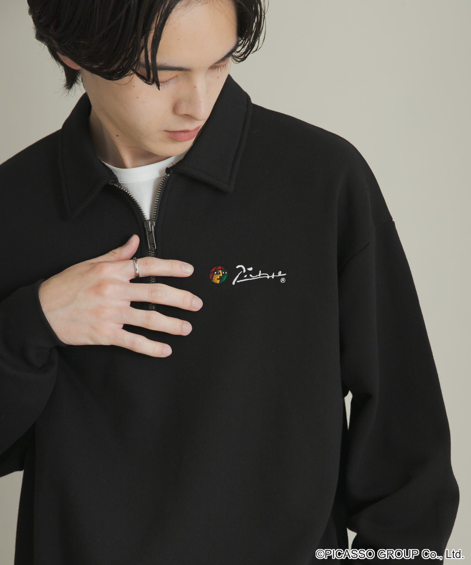 SENSE OF PLACE by URBAN RESEARCH「PICASSO ハーフジップスウェット」|スウェット・ジャージ|ブラック