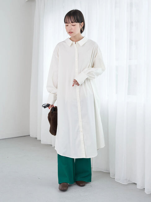 earth music&ecology「シャツワンピース」|ワンピース|オフホワイト