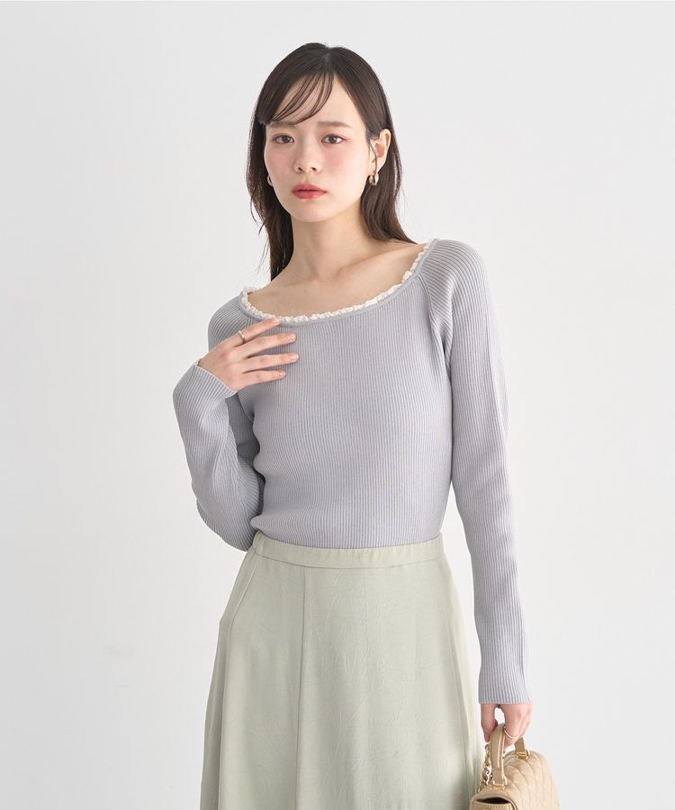 earth music&ecology「レーストリムリブニットプルオーバー」|ニット・セーター|