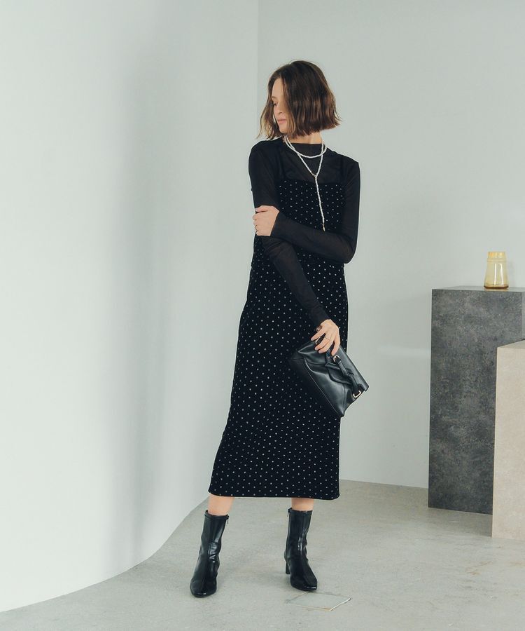 YECCA VECCA「グリッタードットベロアオーバーキャミ」|キャミソール|