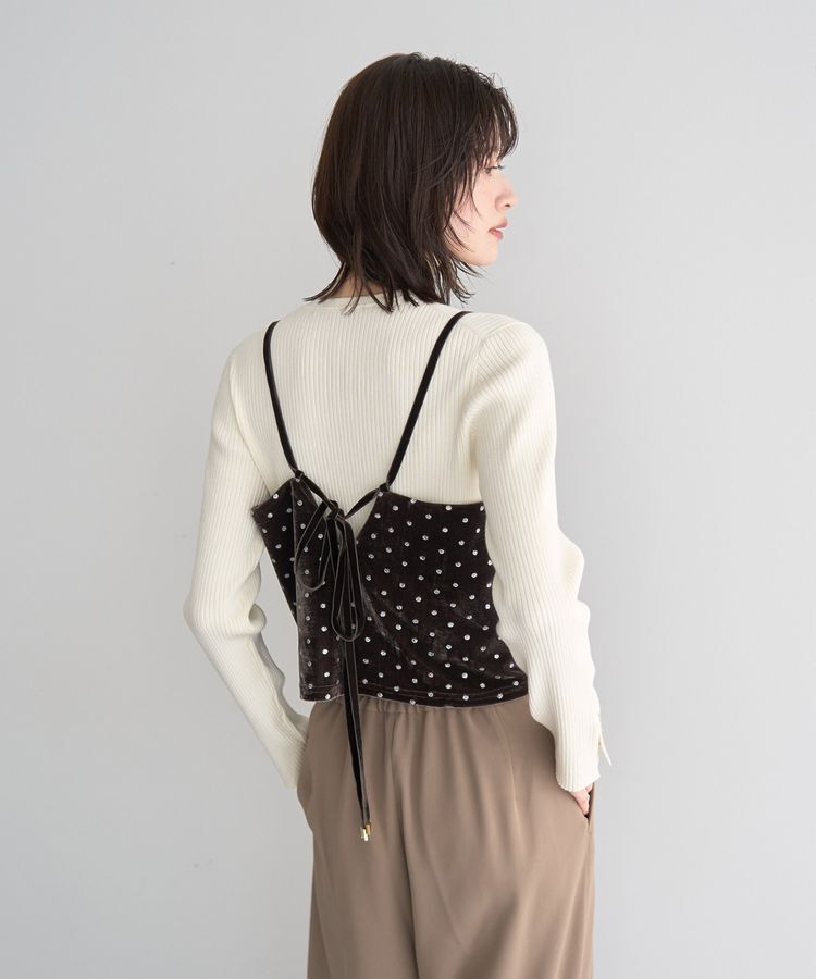 YECCA VECCA「グリッタードットベロアオーバーキャミ」|キャミソール|