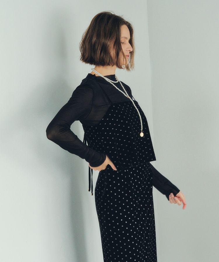 YECCA VECCA「グリッタードットベロアオーバーキャミ」|キャミソール|