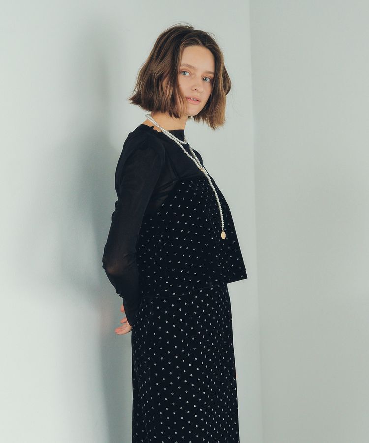 YECCA VECCA「グリッタードットベロアオーバーキャミ」|キャミソール|