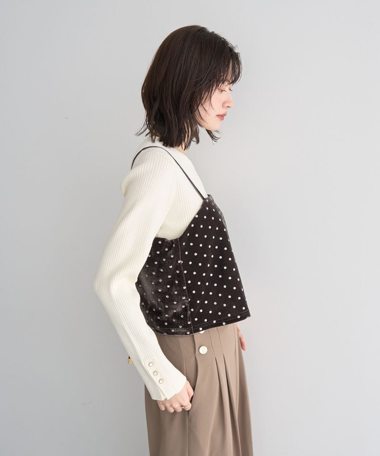 YECCA VECCA「グリッタードットベロアオーバーキャミ」|キャミソール|