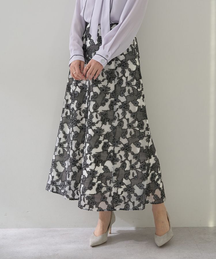 YECCA VECCA「シアーレース柄マーメイドスカート」|スカート|Black