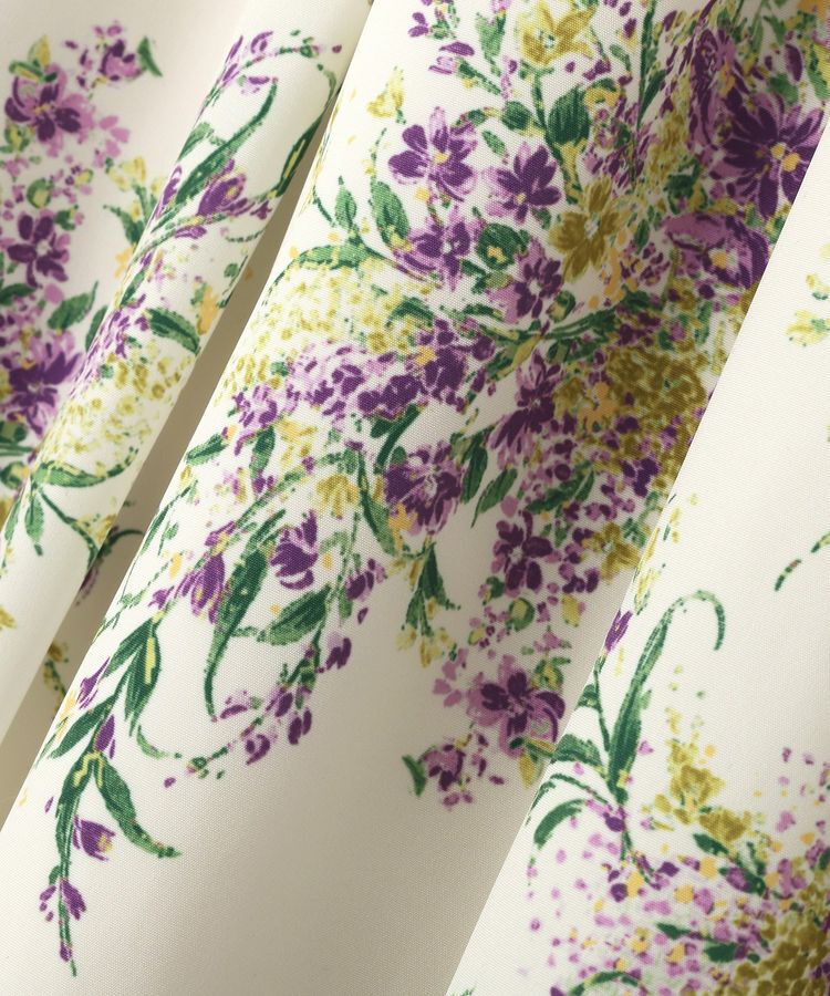 GARAGE OF GOOD CLOTHING「【日本製】ピーチファイユフラワープリント裾フリルスカート」|フレア|