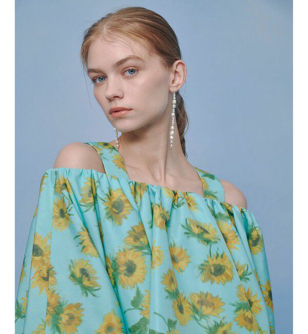 LOULOU WILLOUGHBY「WEB 一部店舗限定【LOULOU WILLOUGHBY】サンフラワープリントブラウス」|シャツ・ブラウス|グリーン系