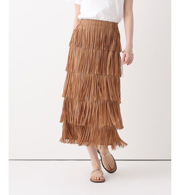 allureville「プリーツフリンジスカート」|スカート|タン