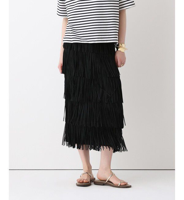 allureville「プリーツフリンジスカート」|スカート|ブラック