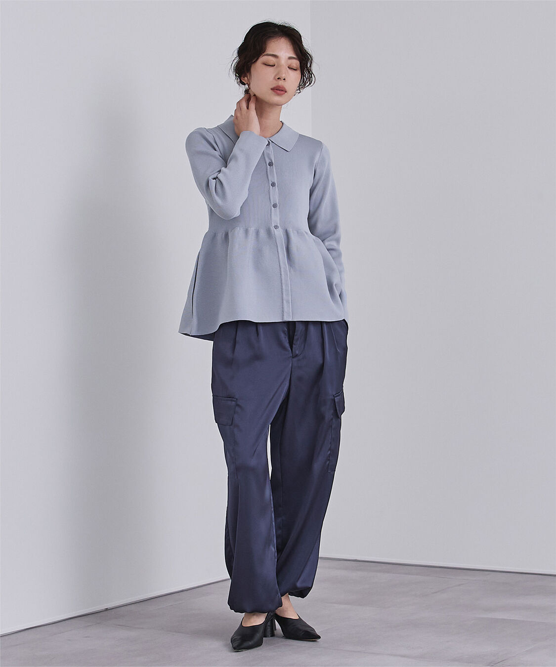 ur's「ウエストペプラムポロニットカーディガン」|ニット・セーター|