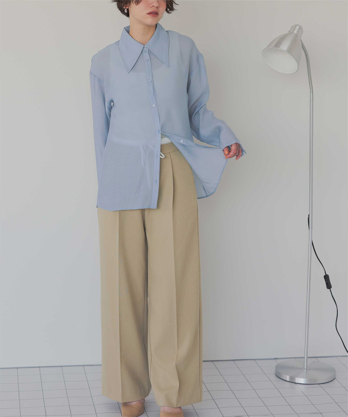 titivate「【さやかさんS/Sコラボ】デザイン襟シアーシャツ」|シャツ・ブラウス|